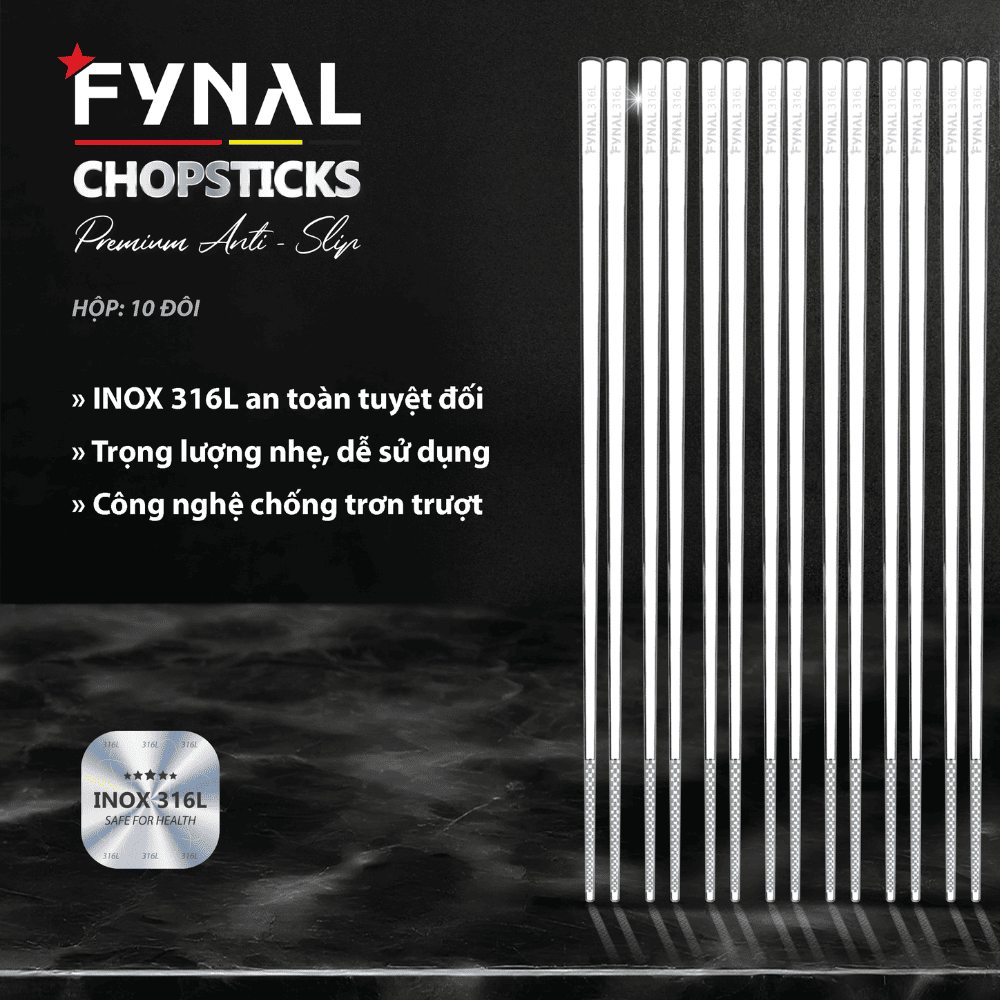 Bộ 10 Đôi Đũa Inox 316 Fynal FN-0601 - Ảnh 8